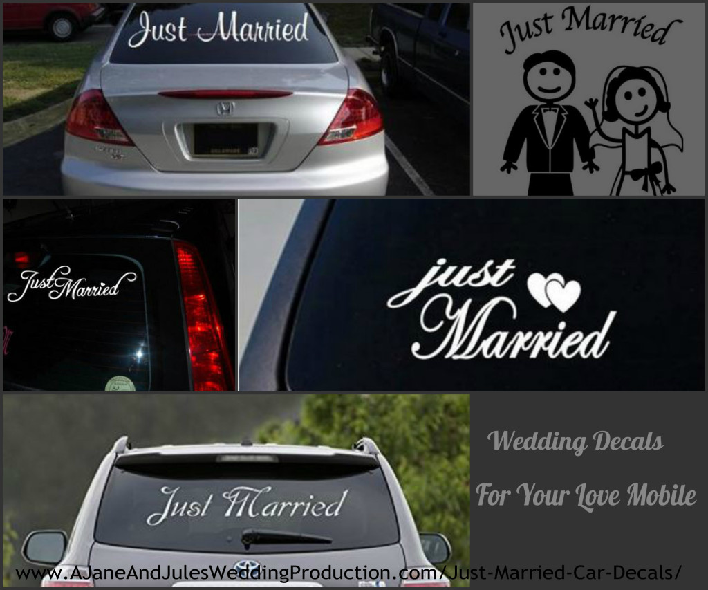 Just Married Decals for Car Collage